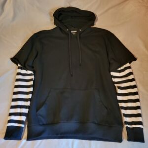 Hot Topic Black Hoodie with Striped Sleeves